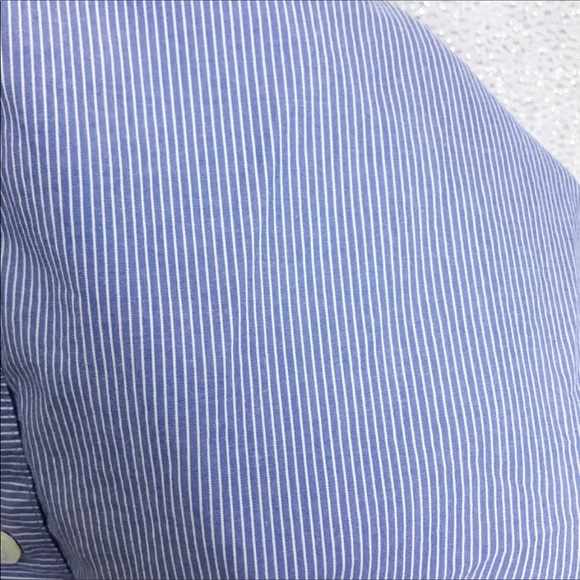 J. Crew Button Front Ruffle Pinstripe Blouse Sz 10 - Picture 6 of 7